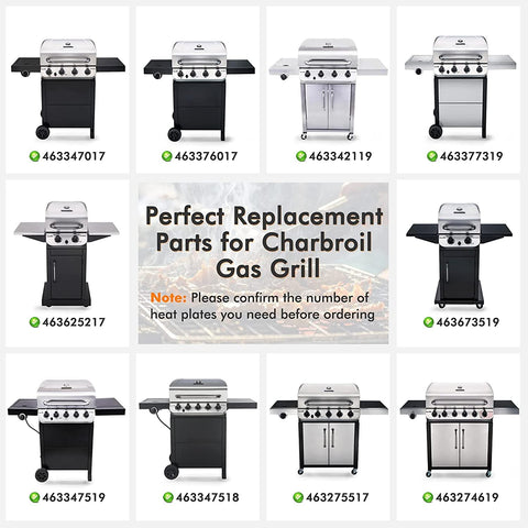 Yiming heat plates for Char-Broil Performance 5 Burner promote even heat distribution and grill protection.