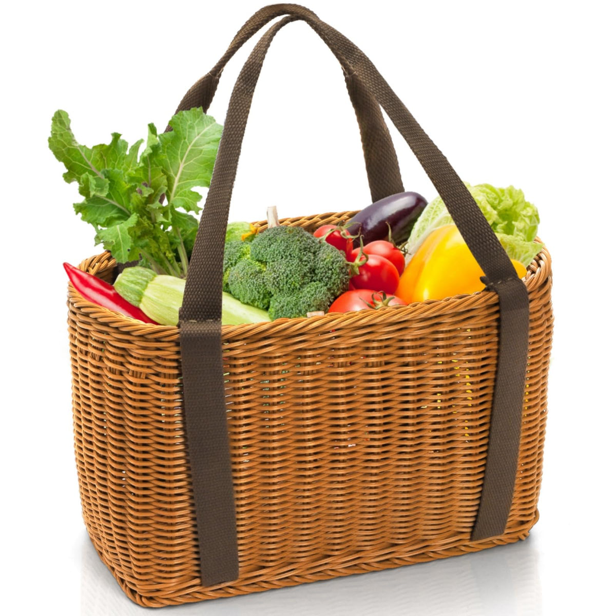 YIMITEE wicker basket open top with handles, ideal for picnics and light loading