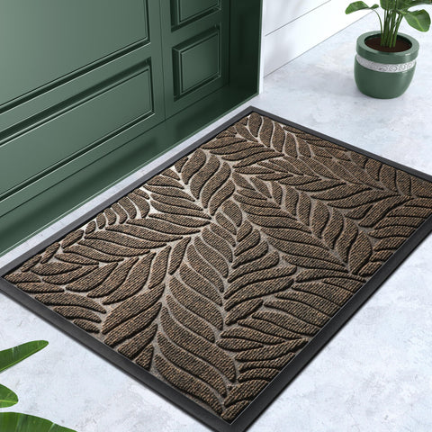 Yimobra brown door mat adds style while catching dust and sand.