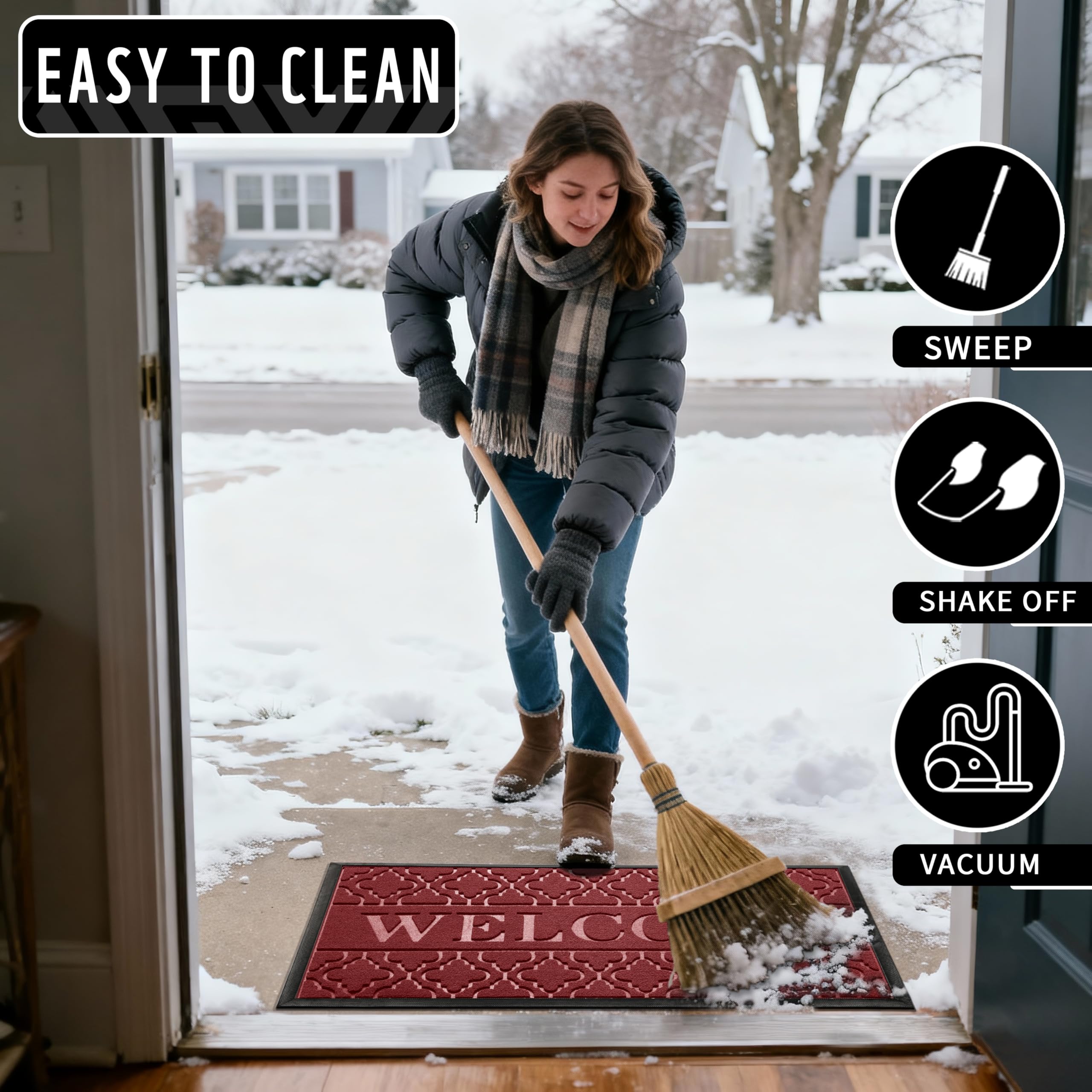 Yimobra Christmas mat low-profile design suits busy entryways and door clearance