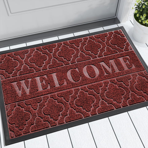 Yimobra Christmas door mat with groove pattern traps dirt at the threshold
