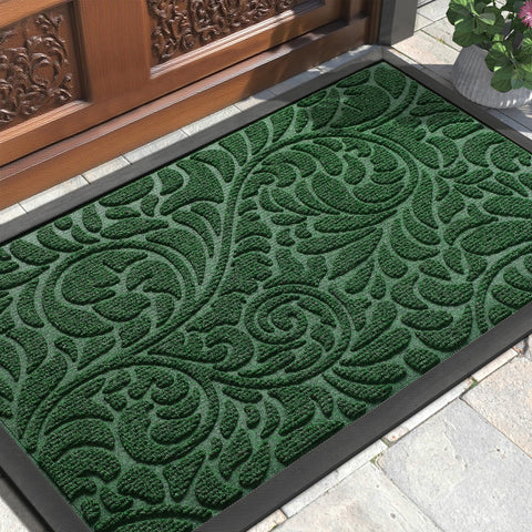 Yimobra door mat outside entrance showing dirt-trap grooves for cleaner floors