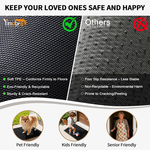 Yimobra door mat reinforced rubber border provides reliable non-slip stability