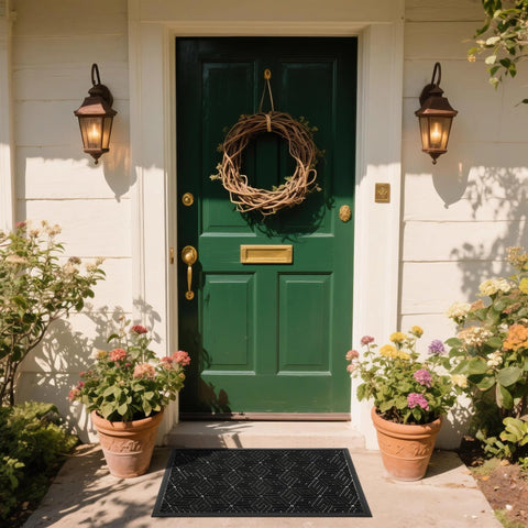 Yimobra doormat demonstrates non-slip rubber backing for secure footing.
