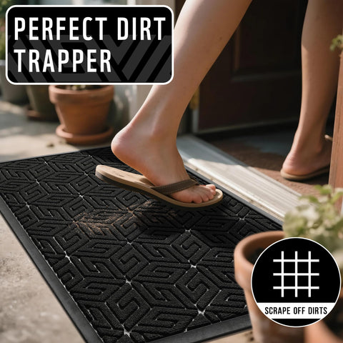 Yimobra doormat topside endures weather and rain with a resistant surface.