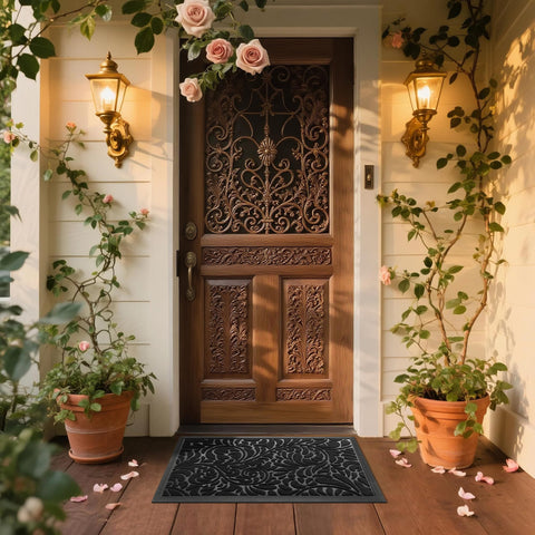 Yimobra outdoor door mat is easy to clean with vacuum, broom, or hose.