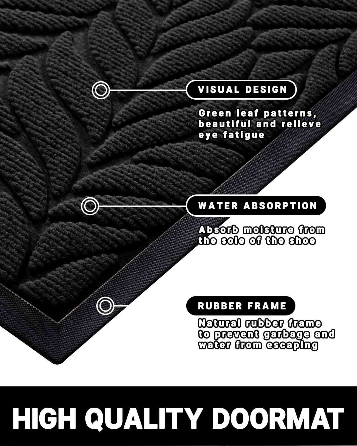 Yimobra easy-clean front door mat clean with broom or pressure washer