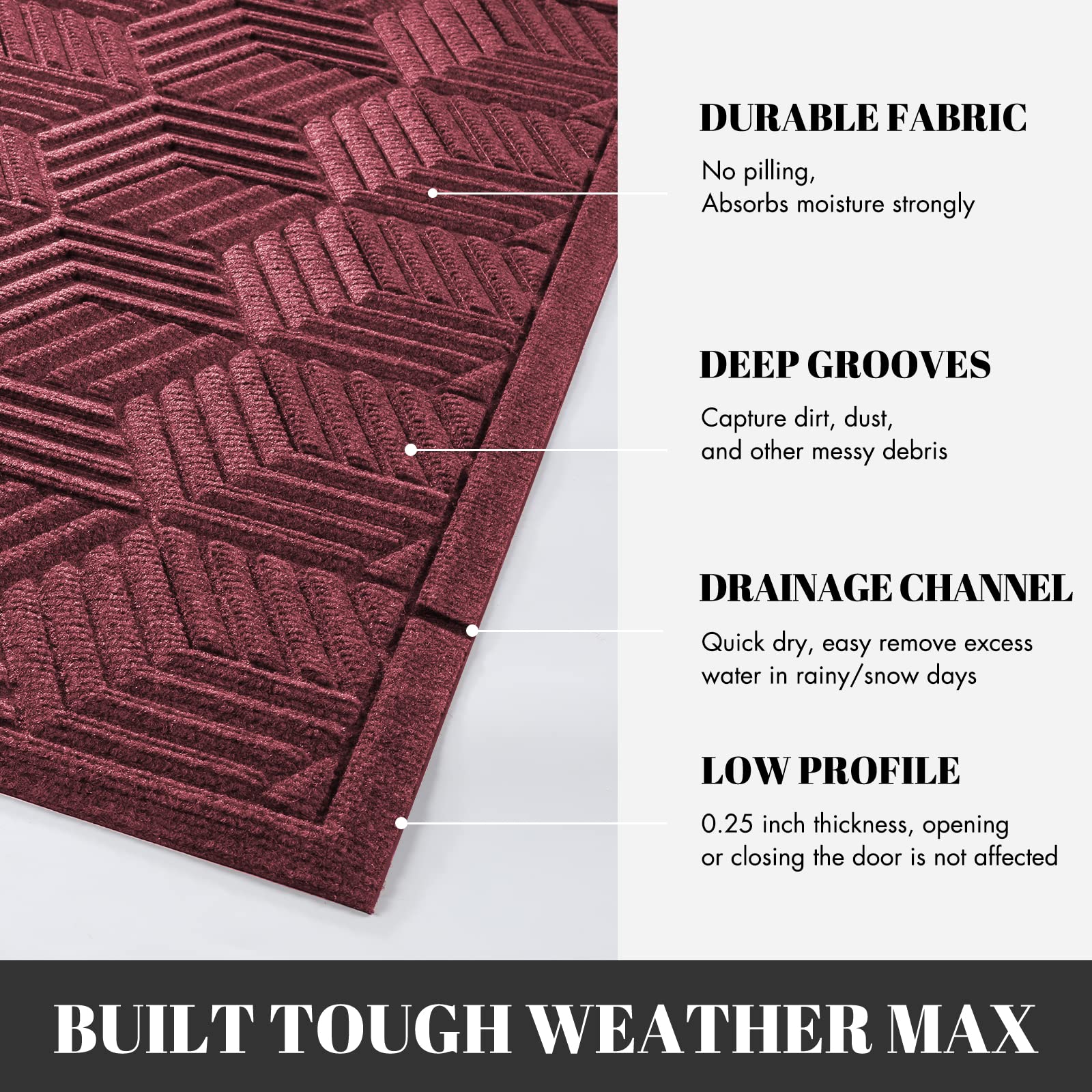 Yimobra front door mat with debris-trapping grooves keeps entryways cleaner.