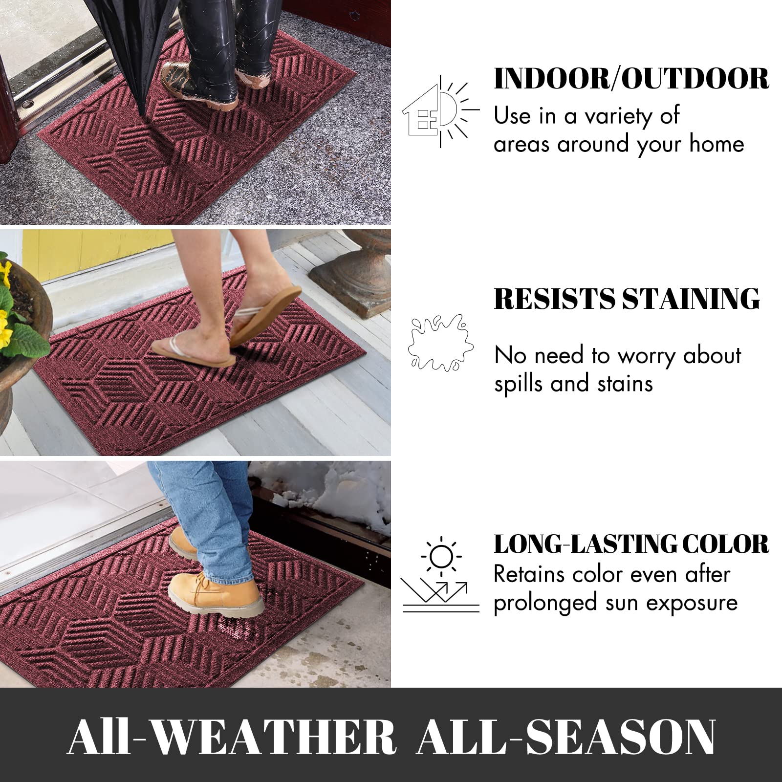Yimobra natural rubber doormat provides non-slip grip on many surfaces.