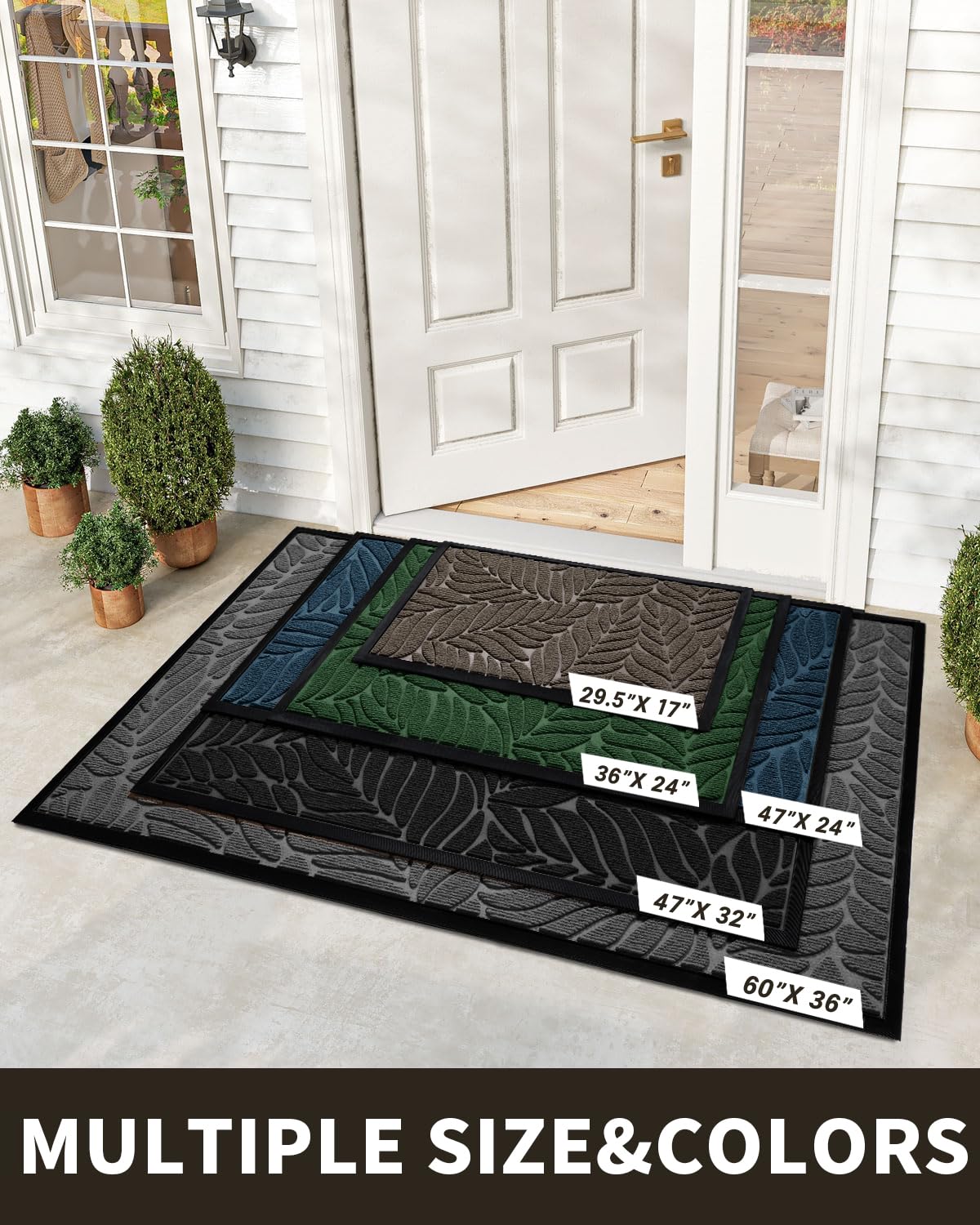 Yimobra front-door mat shows non-slip backing for stable placement on floors.