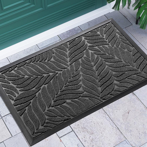 Yimobra front door mat with non-slip backing keeps entry clean and dry.