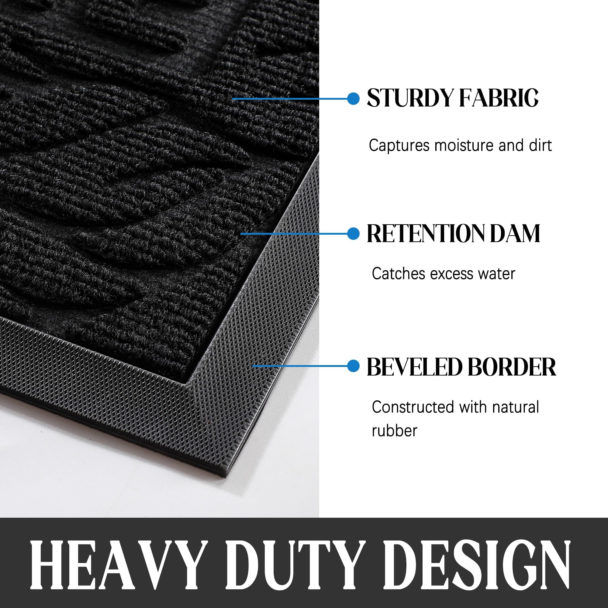 Yimobra front door mat with rubber edge prevents slipping and keeps floors dry.