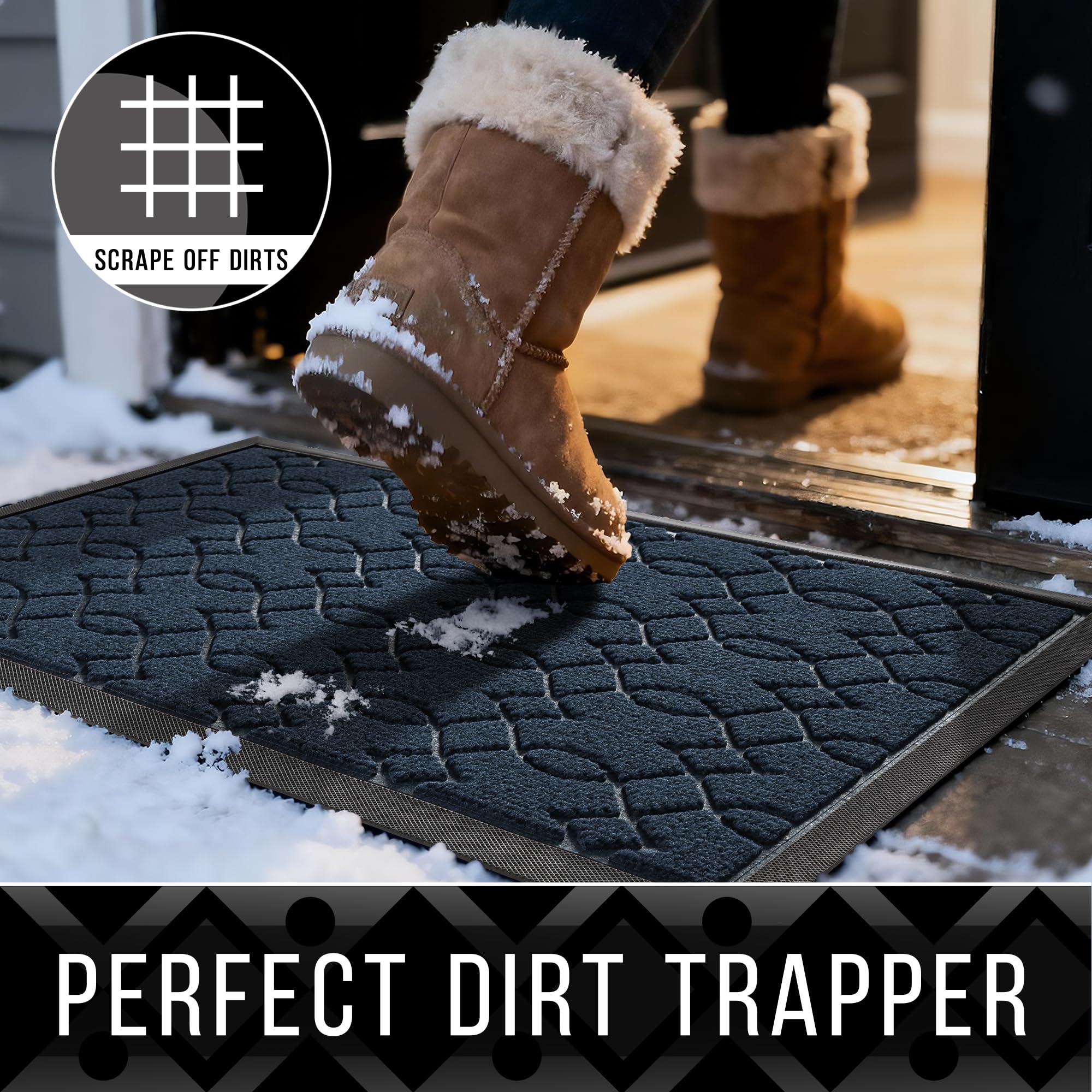 Yimobra front porch mat waterproof design protects interior floors