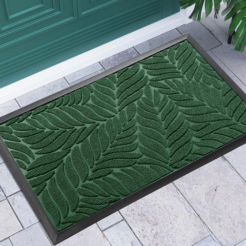 Yimobra 36x24 door mat front view in green traps dirt