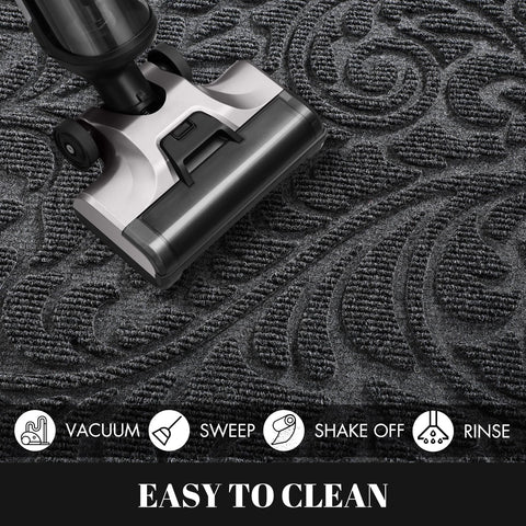 Yimobra grey front porch mat complements decor while protecting interior floors.