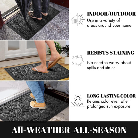 Yimobra heavy-duty front door mat in grey complements any entryway