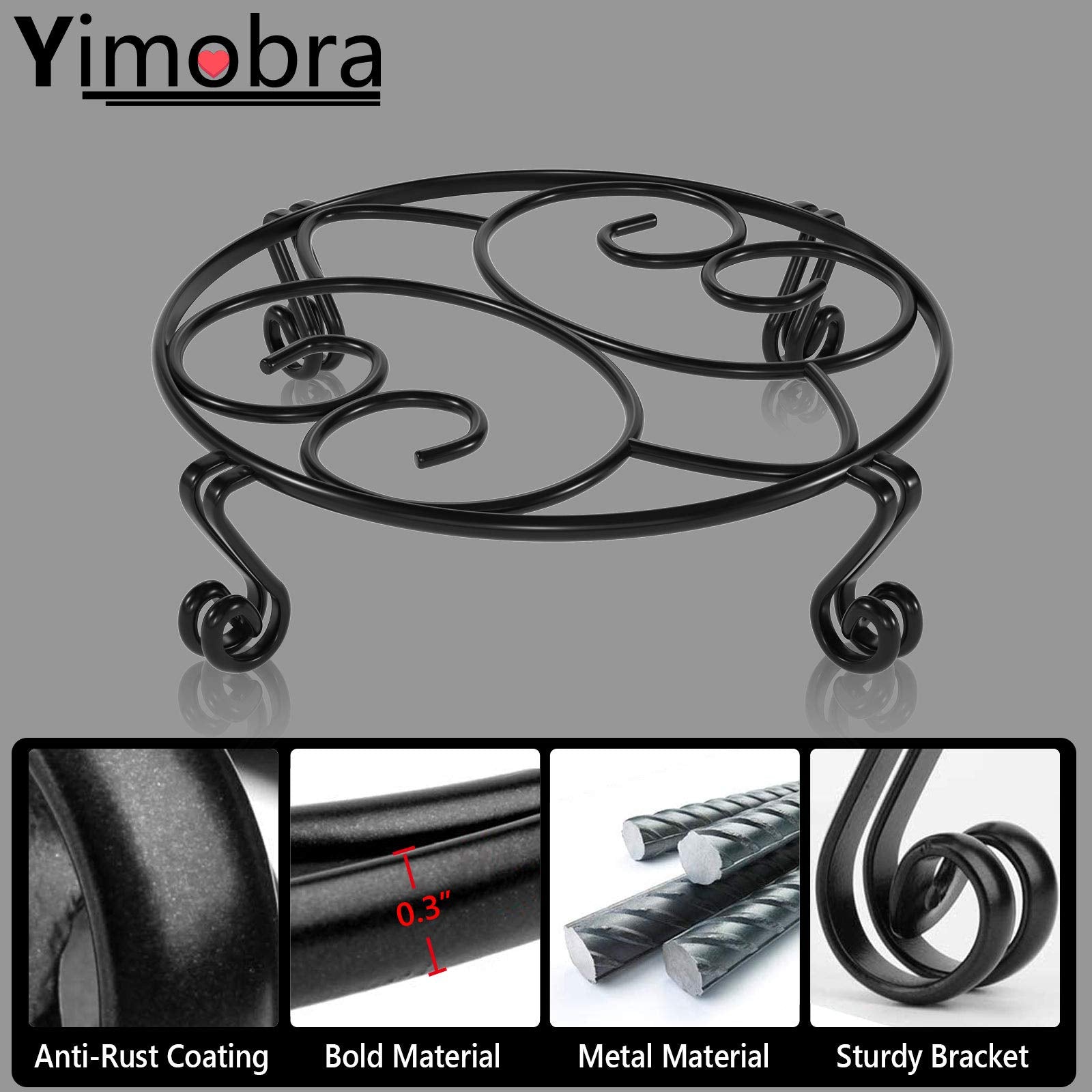 Yimobra heavy-duty iron plant stand side profile demonstrates stable support for large planters