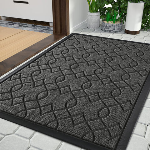 Yimobra large door mat 36x24 at the front door captures dirt and moisture.