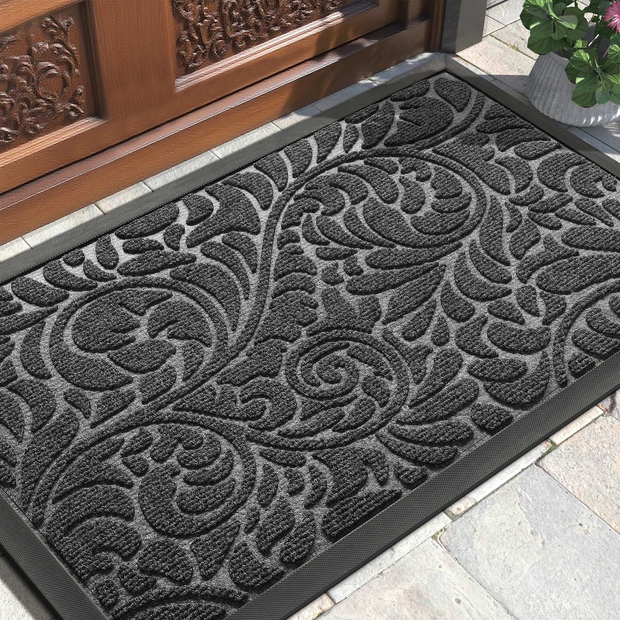 Yimobra large door mat at front door reduces mess and boosts curb appeal.