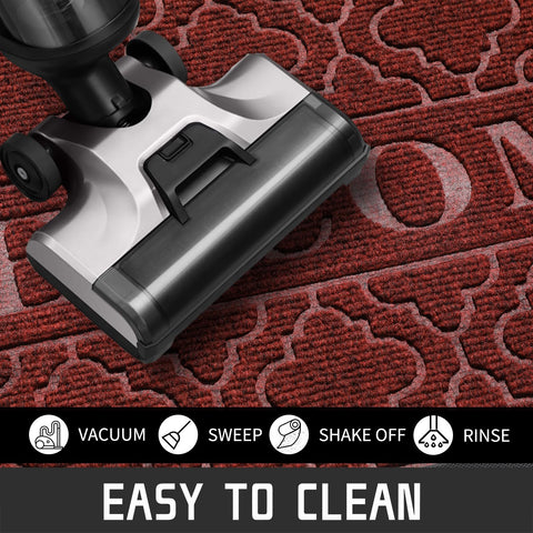 Yimobra outdoor door mat cleans easily, removing surface dirt with a quick sweep