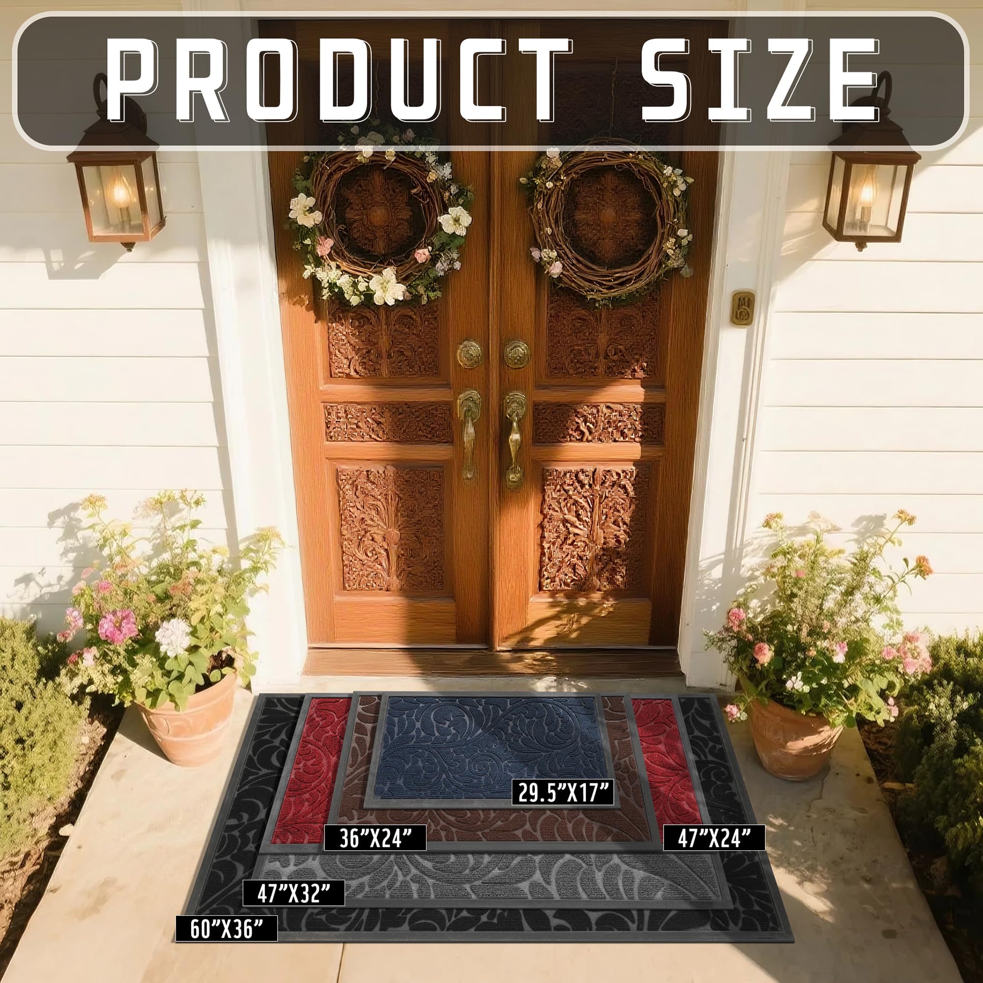 Yimobra outdoor doormat with non-slip rubber back for secure placement