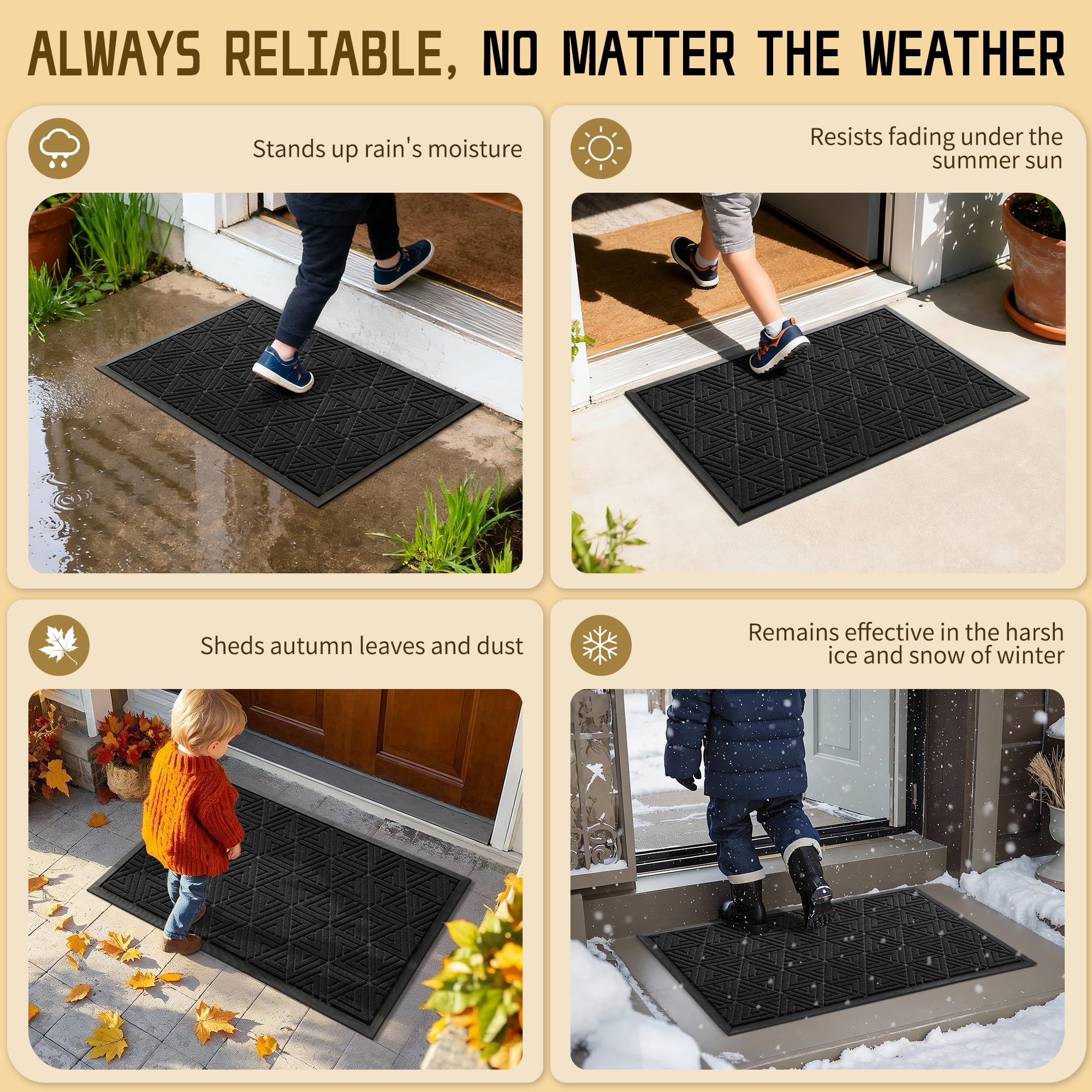 Yimobra outdoor mat is easy to clean with hose or shake.