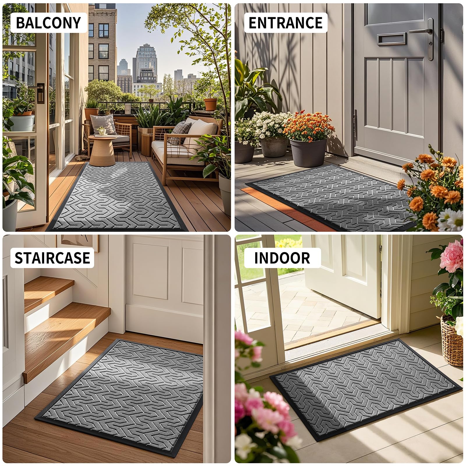Yimobra versatile door mat fits garage, patio, or storefront entrances.
