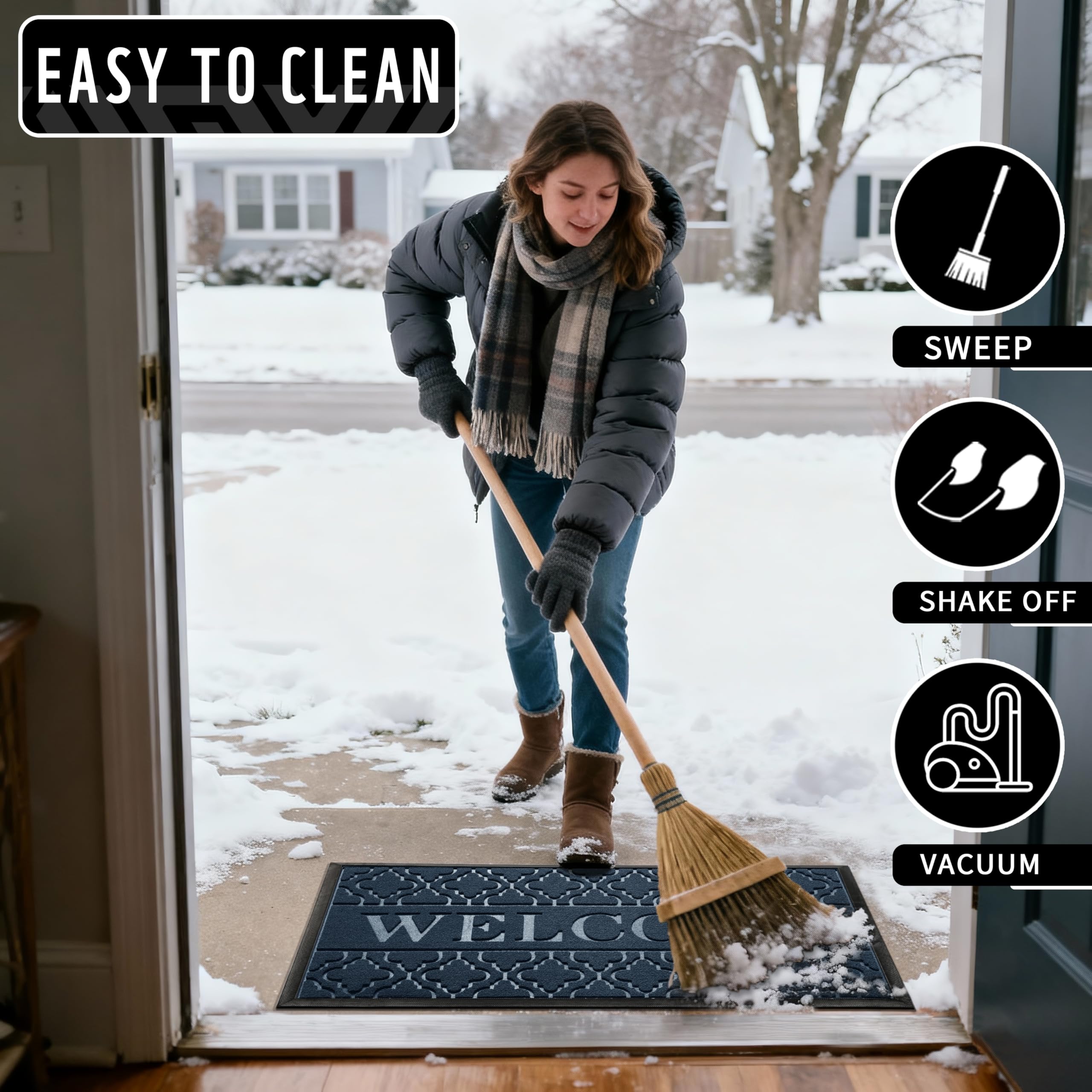 Yimobra Welcome Mat blue color creates a warm welcome