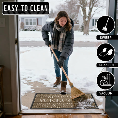 Yimobra Welcome Mat coffee-color option adds warm curb appeal to entrances.