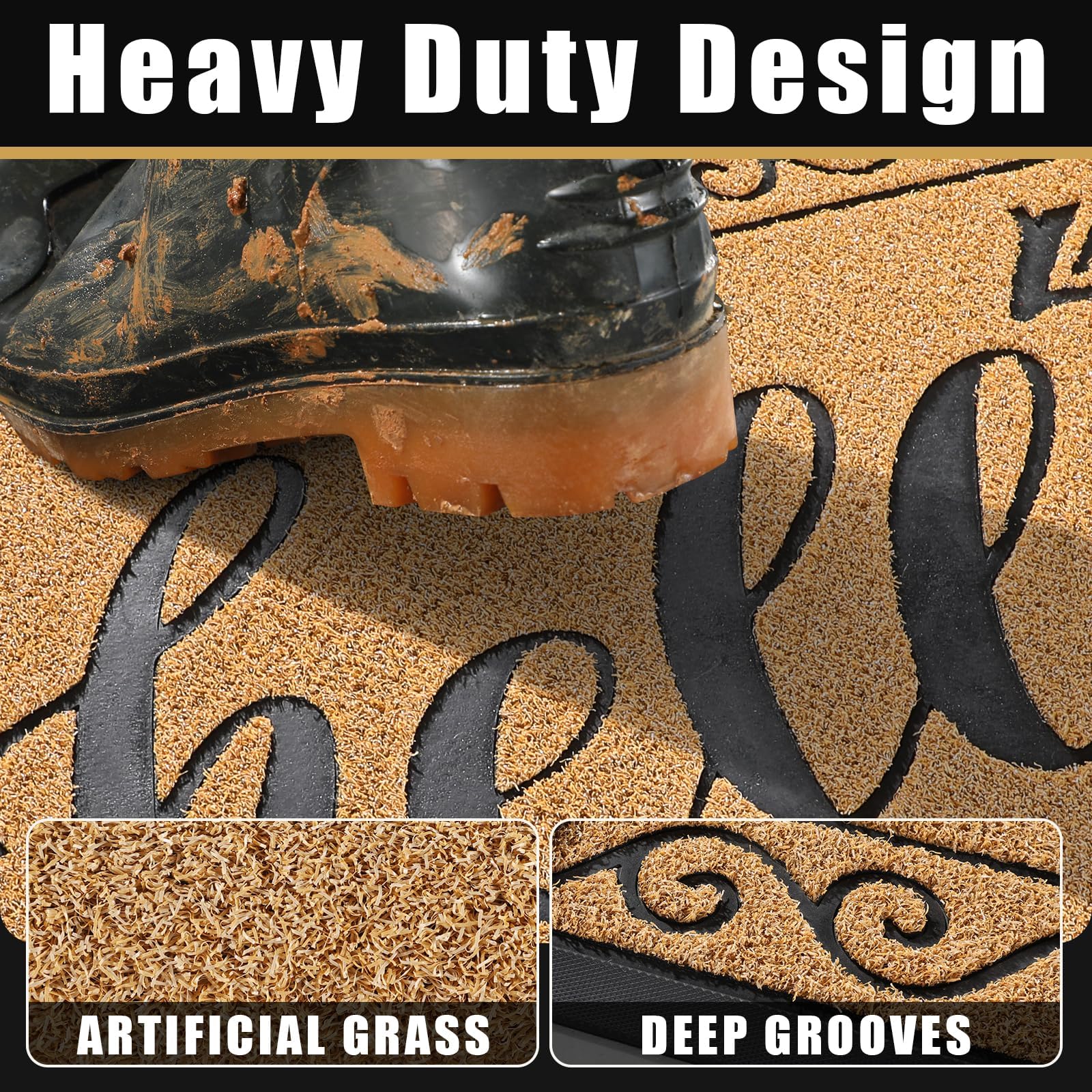 Yimobra dirt-trap artificial grass surface captures mud before entering the home