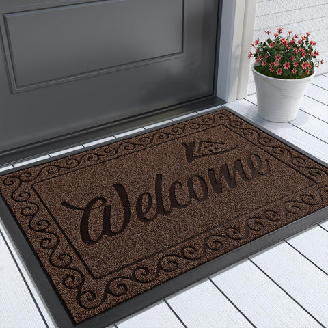 Yimobra Welcome Mat dirt-trapper traps dirt at the doorway, reducing indoor mess.