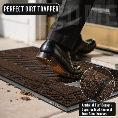Yimobra Welcome Mat easy-clean surface cleans with a brush or hose.