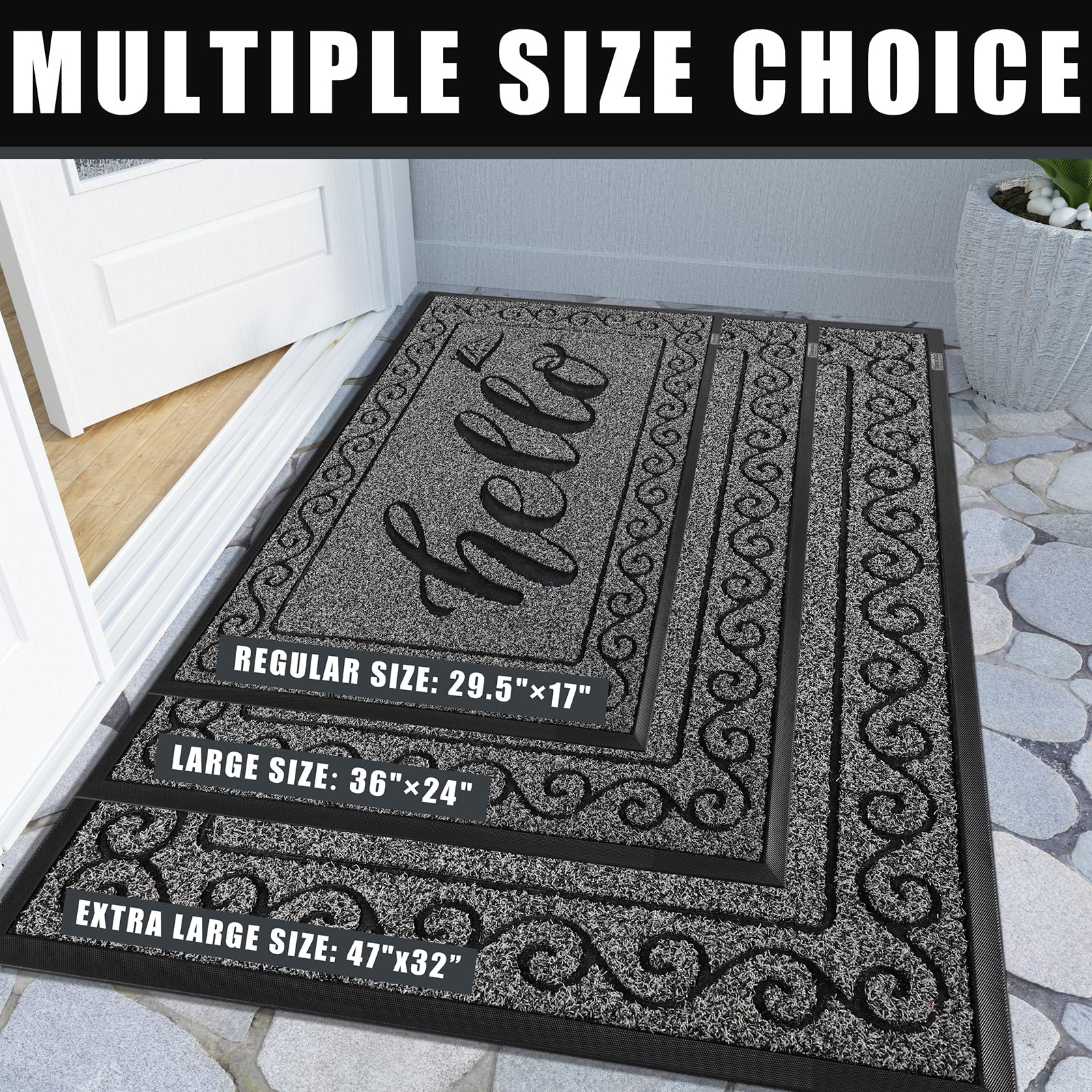 Yimobra front-door mat with rugged edges handles water efficiently.