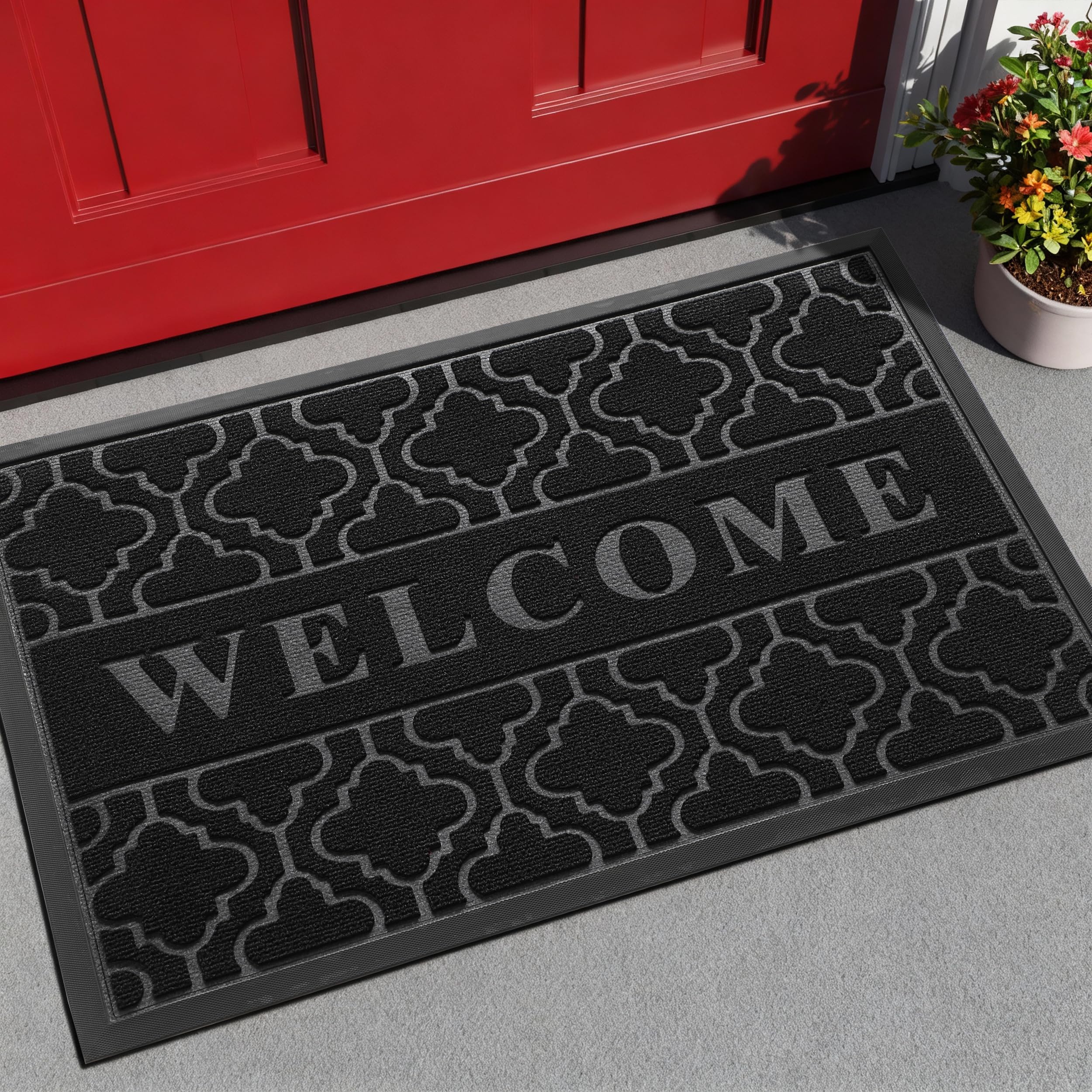 Yimobra Welcome Mat with groove pattern traps dirt at the entrance.