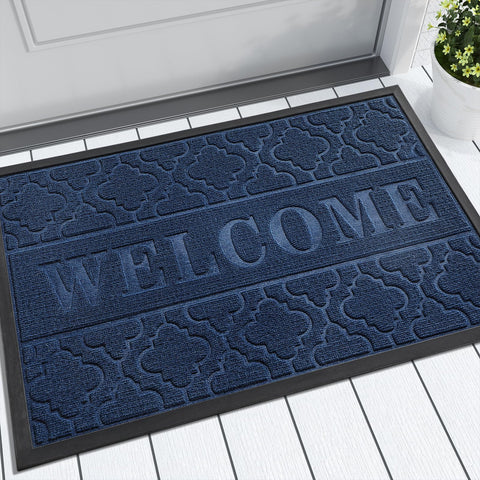 Yimobra Welcome Mat with groove pattern traps dirt at the doorstep.