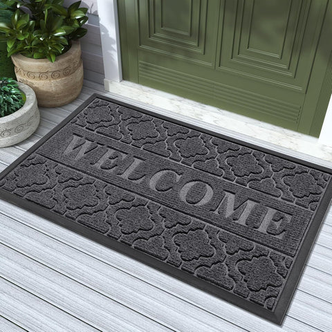 Yimobra Welcome Mat with reinforced rubber border for stability.