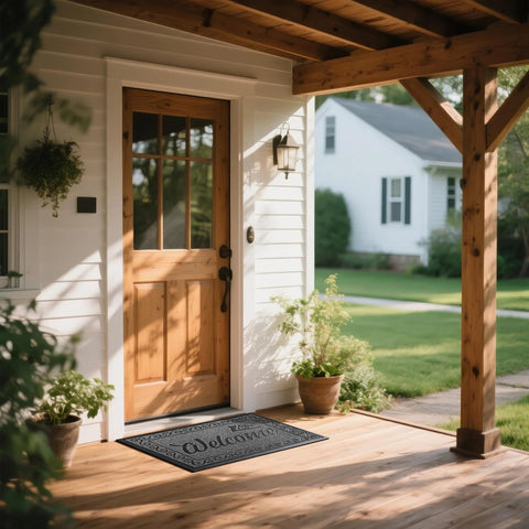 Yimobra welcome mat low-profile 0.25-inch fits under doors smoothly