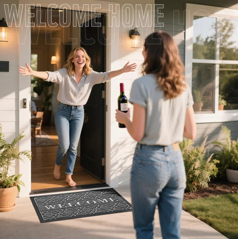 Yimobra Welcome Mat showing non-slip backing for secure placement.