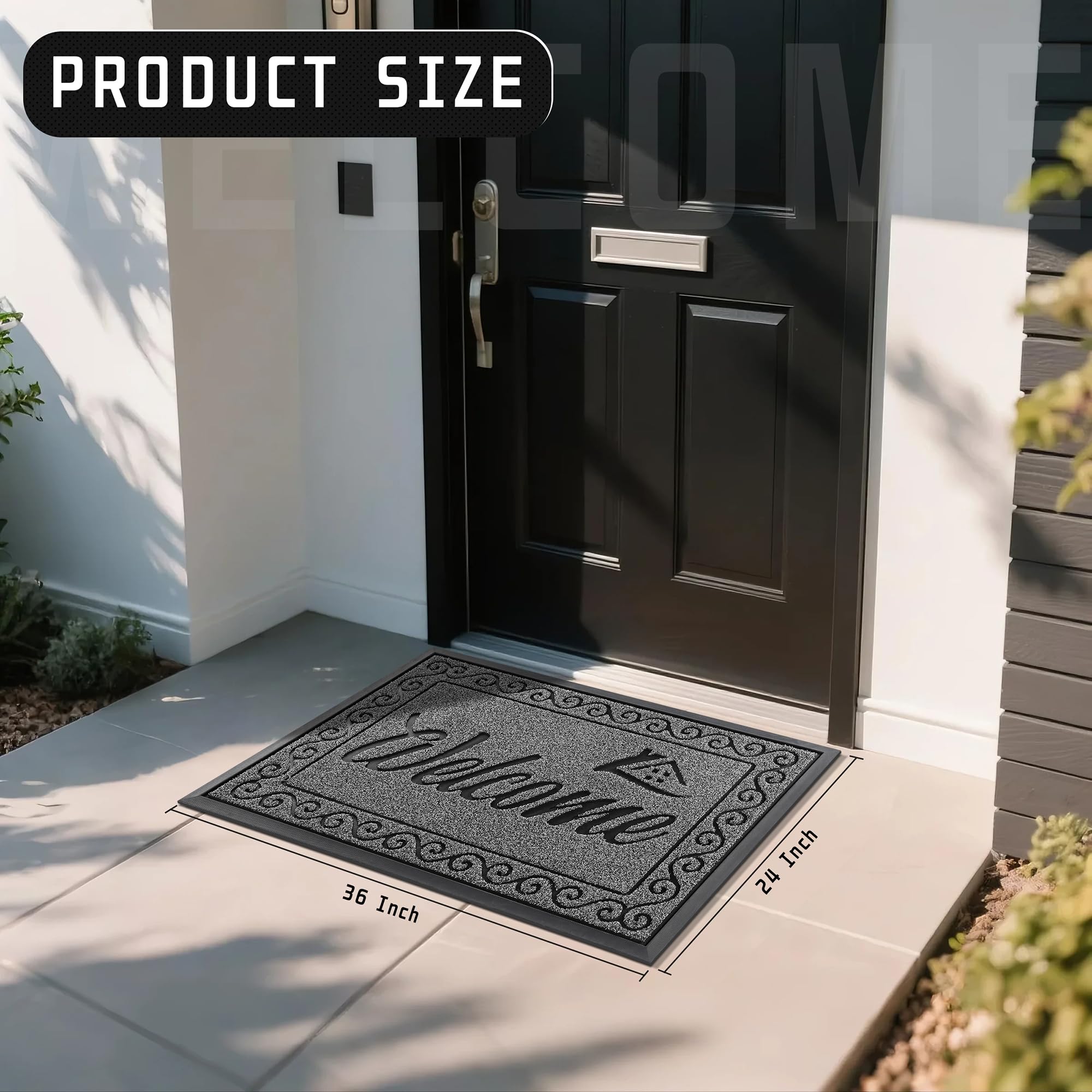 Yimobra welcome mat with non-slip rubber backing prevents slipping at thresholds