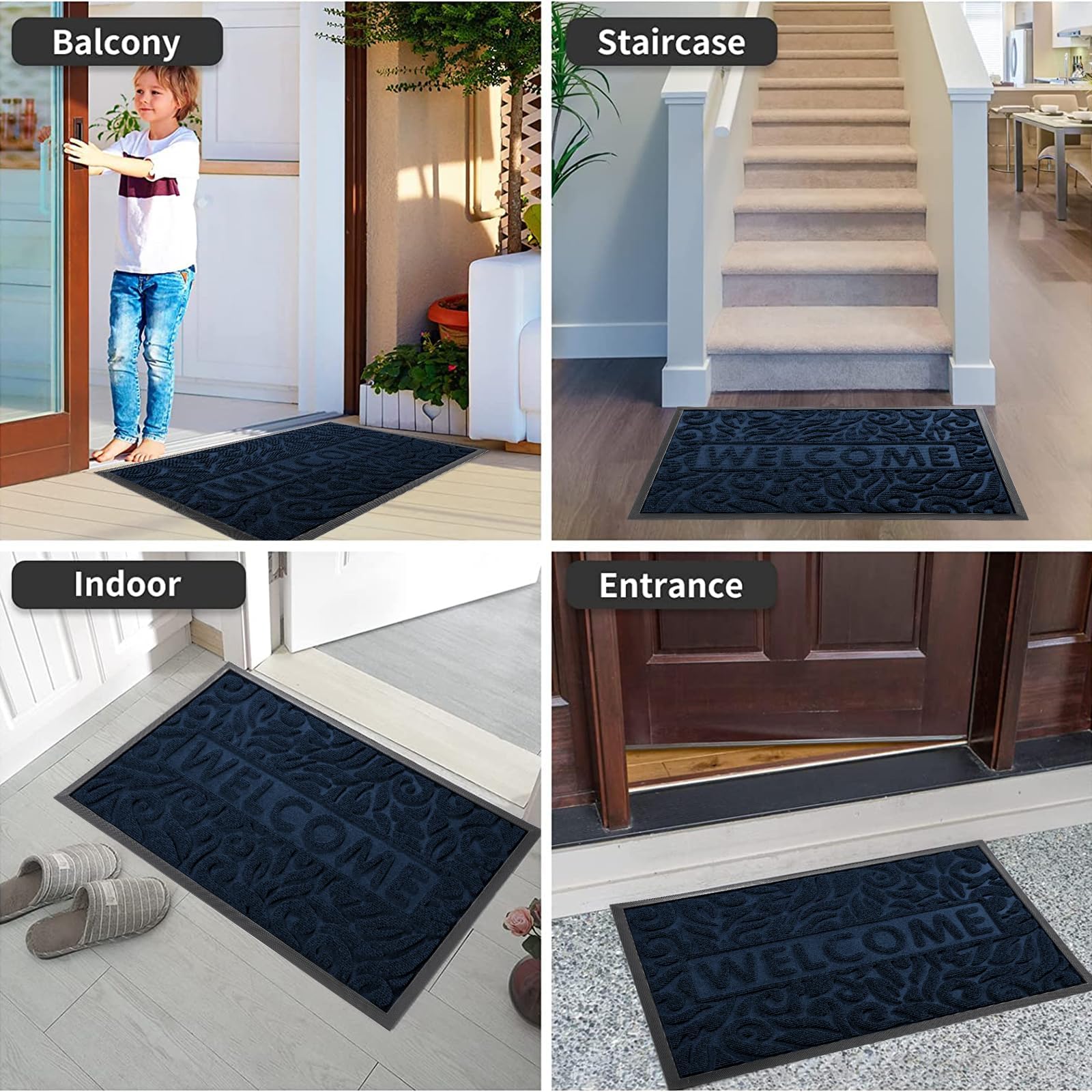 Yimobra Welcome Mat non-slip rubber backing prevents slips at threshold