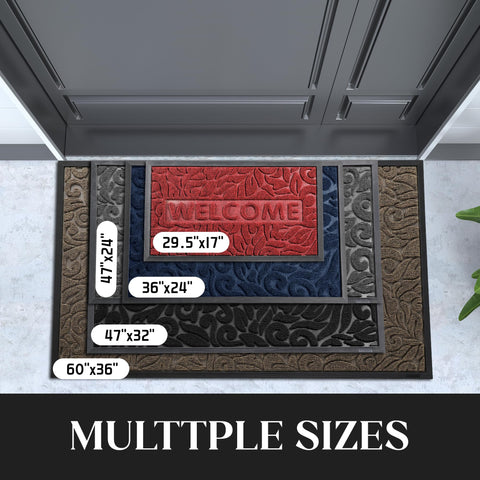 Yimobra Welcome Mat displays textured surface that hides wear and traps dirt.