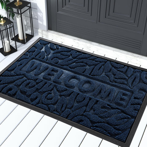 Yimobra Welcome Mat outdoor blue textured surface catches dirt at the door