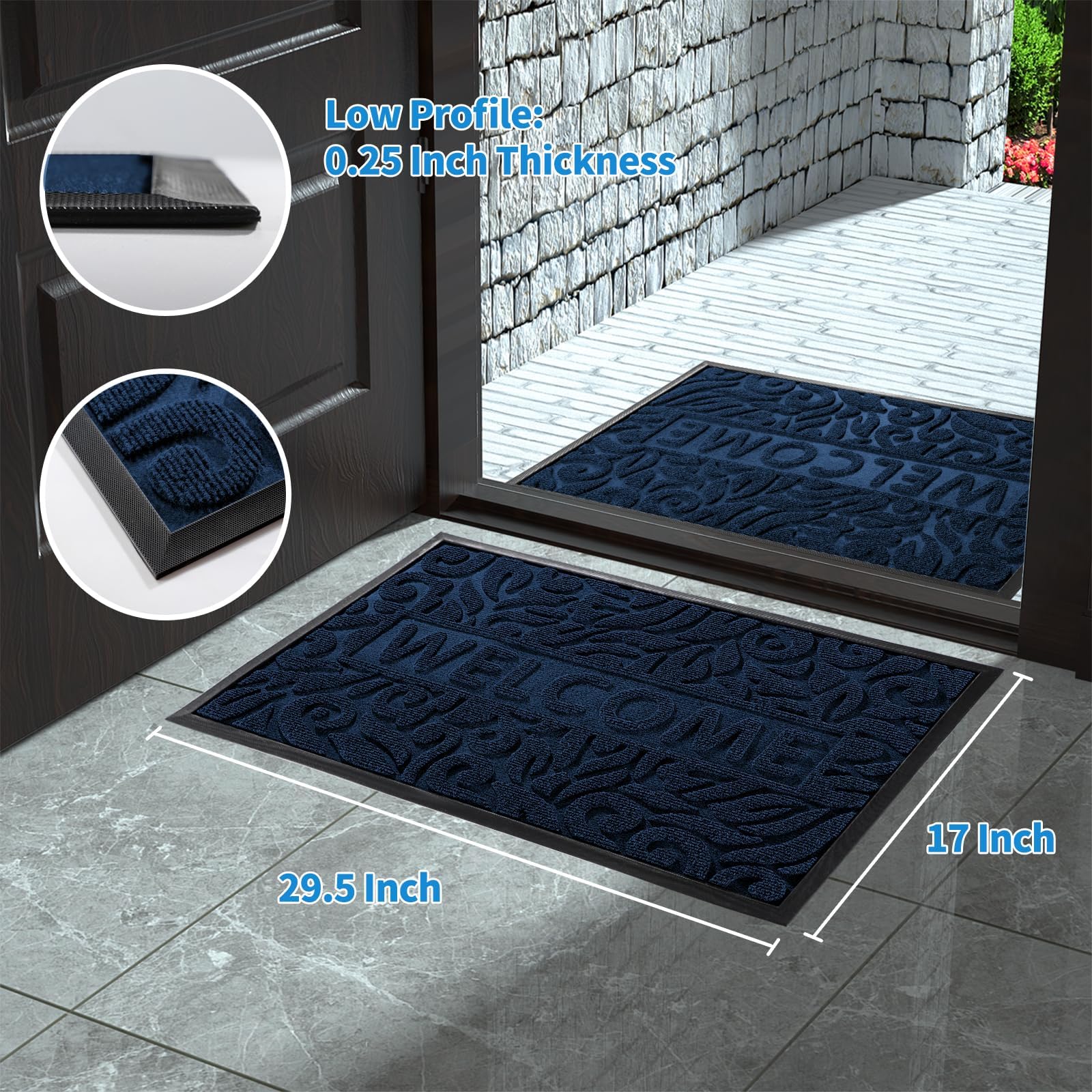 Yimobra Welcome Mat polyester top fabric withstands weather and wear