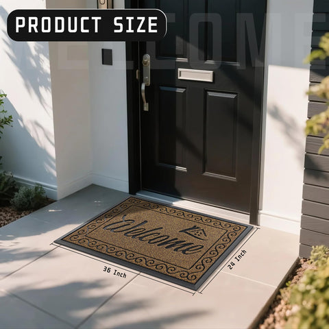 Yimobra welcome mat features natural rubber backing for non-slip safety.