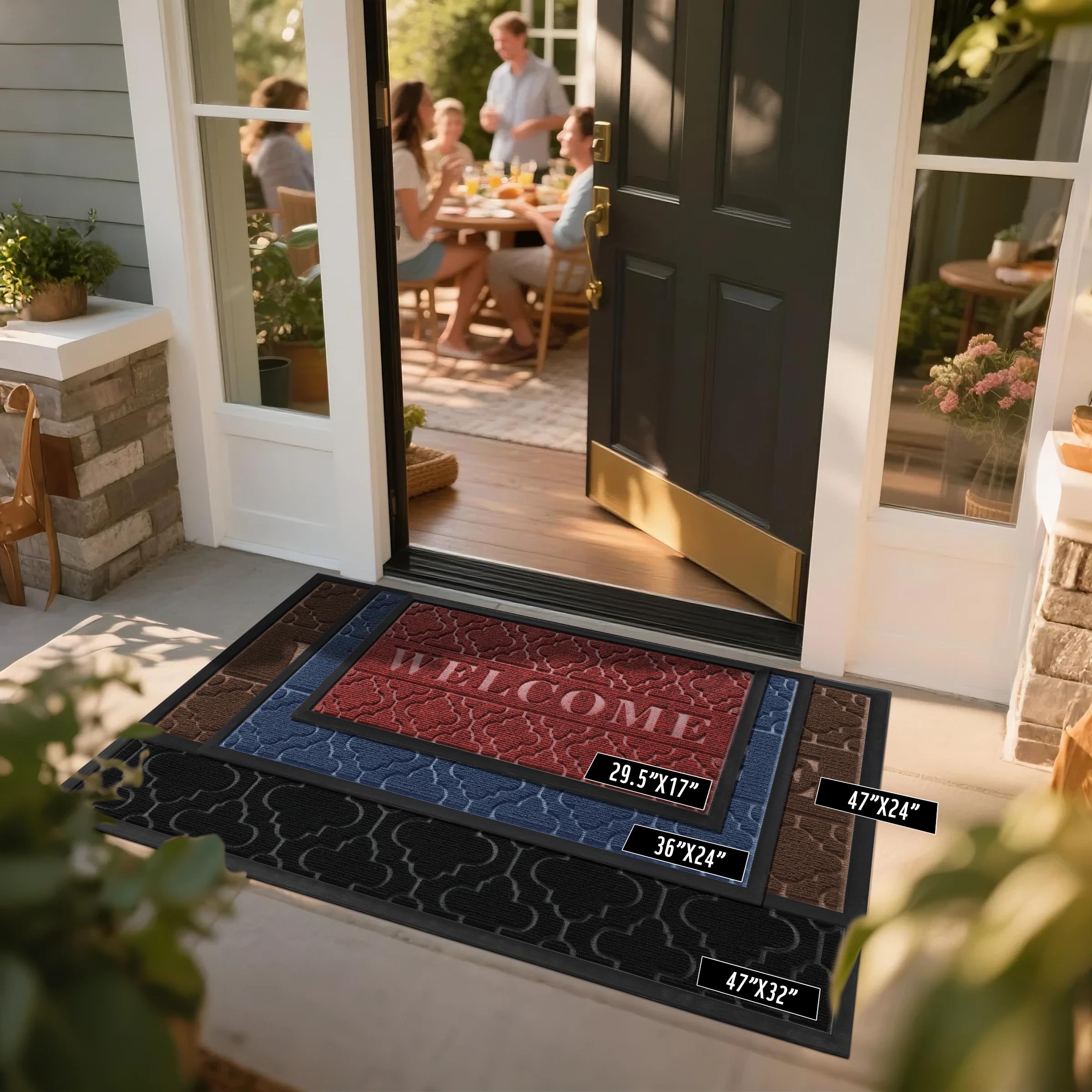 Yimobra Welcome Mat features rugged construction for all-weather durability.