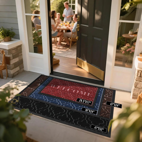 Yimobra Welcome Mat tear-resistant edge detail withstands daily outdoor wear.