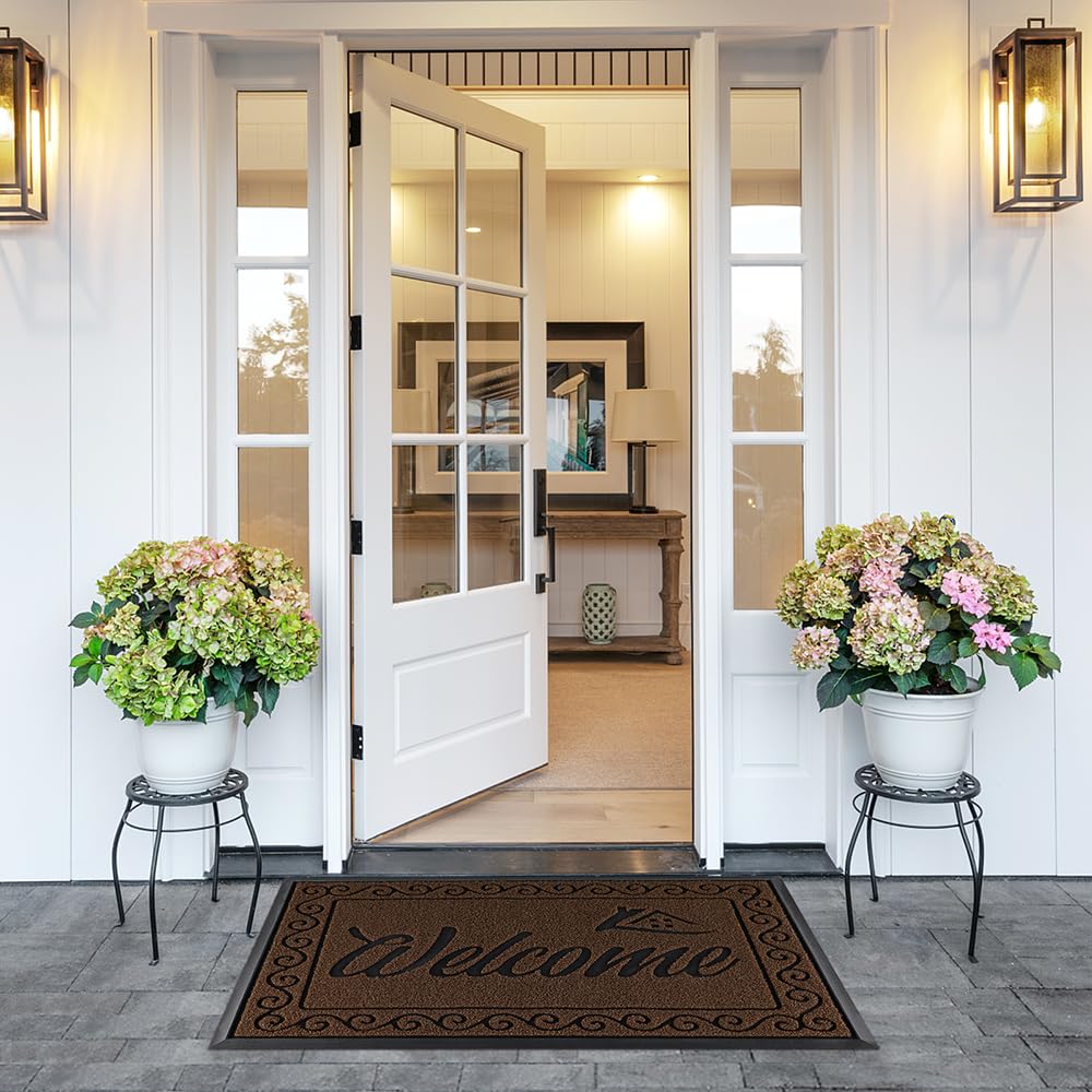 Yimobra Welcome Mat waterproof surface helps protect floors from moisture.