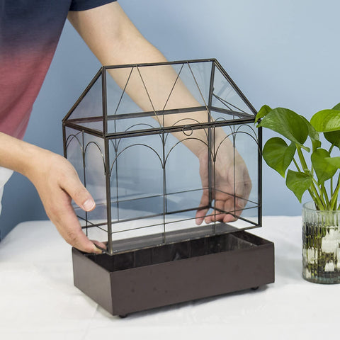 YIMORENCE V clear glass terrarium centerpiece enhances indoor decor