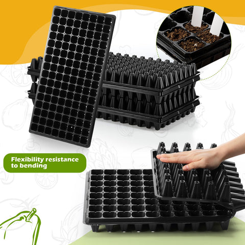 Yinder plant label stakes help organize plant names and stages.