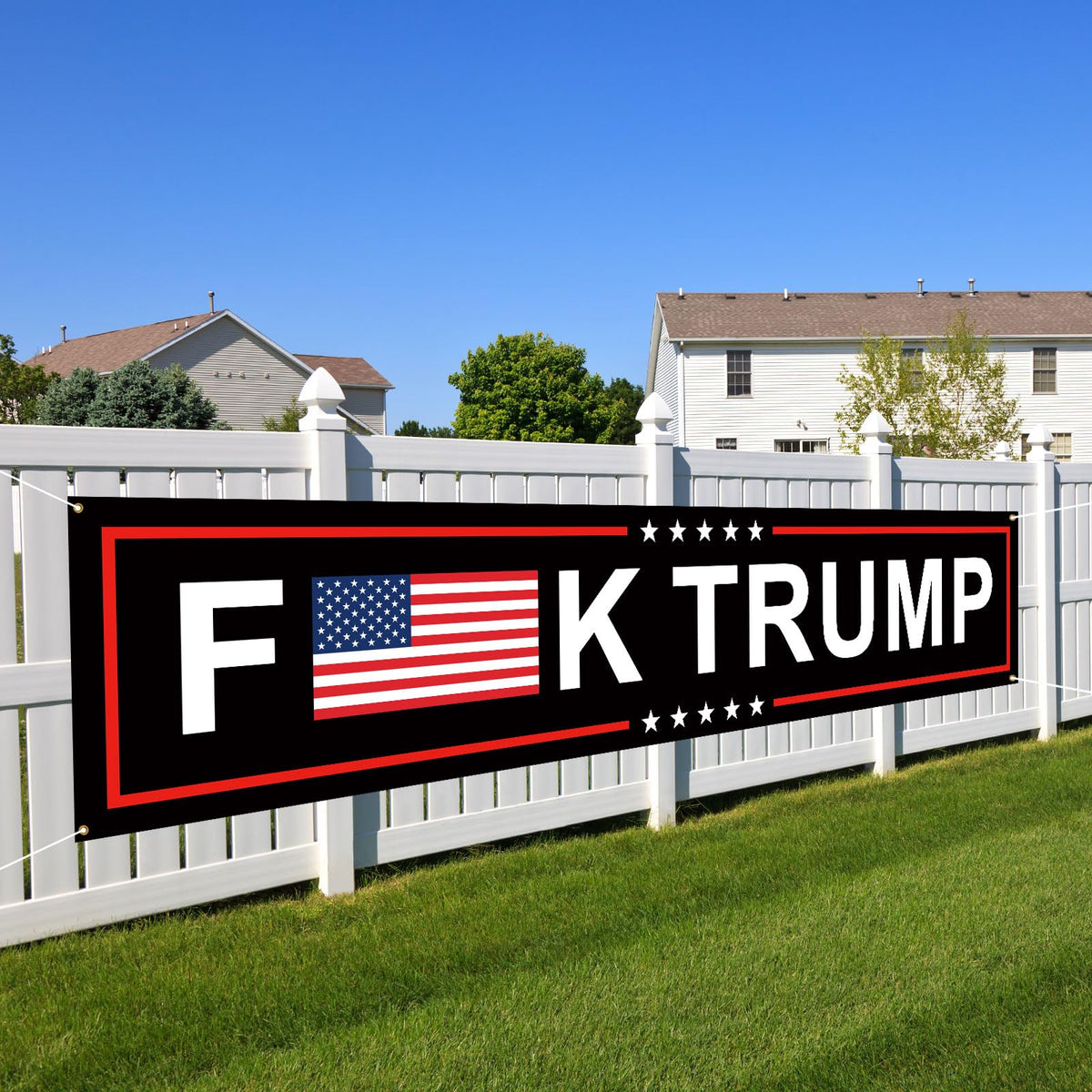 YINENA fuck-trump banner outdoor flag 98x18 inches for bold yard decor